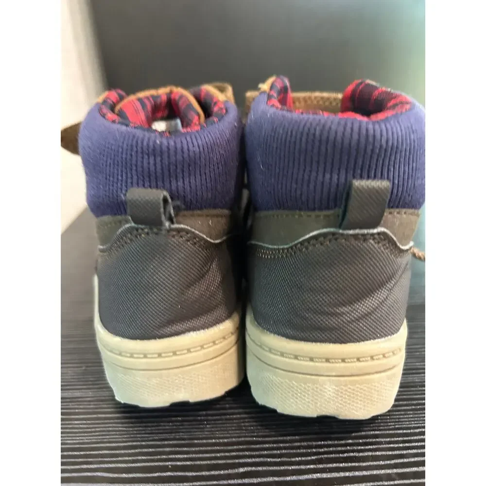 Carter’s Cyrus Toddler Boys Hiking Boots Brown Plaid High Top Shoes Size 11M